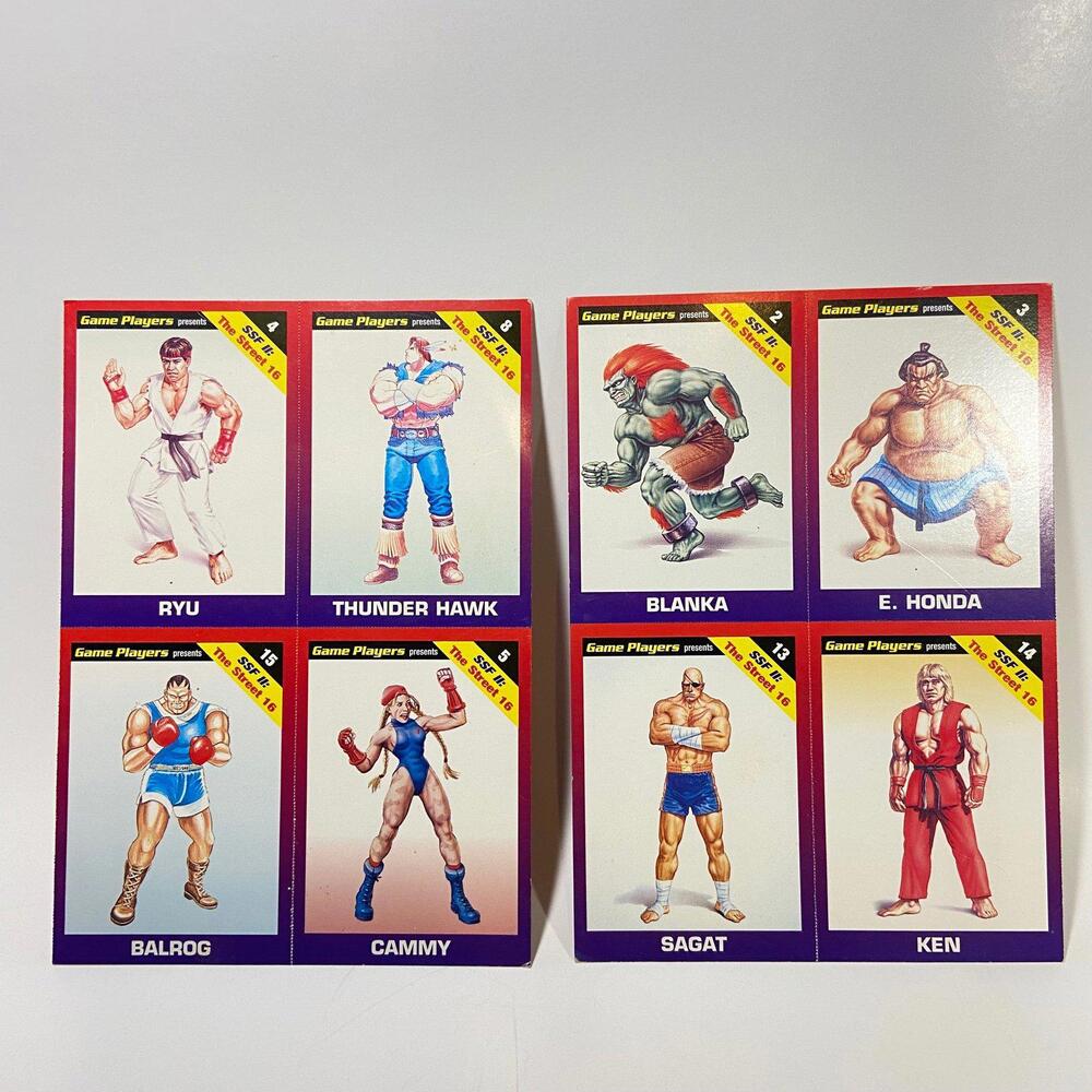 Game Players Capcom Street Fighter ll Uncut Trading Card Sheets Lot Of 8 Cards